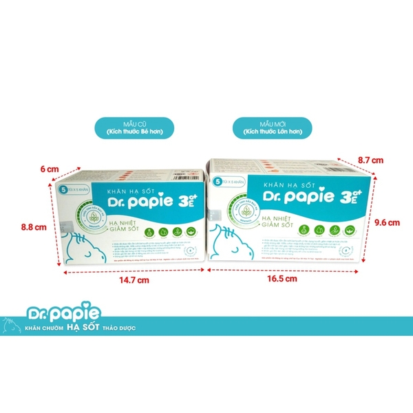 Khăn lau hạ sốt Dr.Papie cho bé 3M+