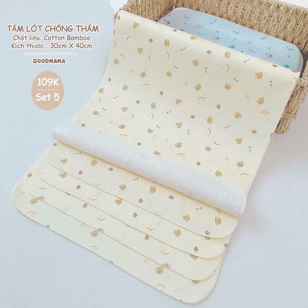 Lót Mông Chống Thấm Goodmama 30x40 màu ngẫu nhiên (Set 5 cái)