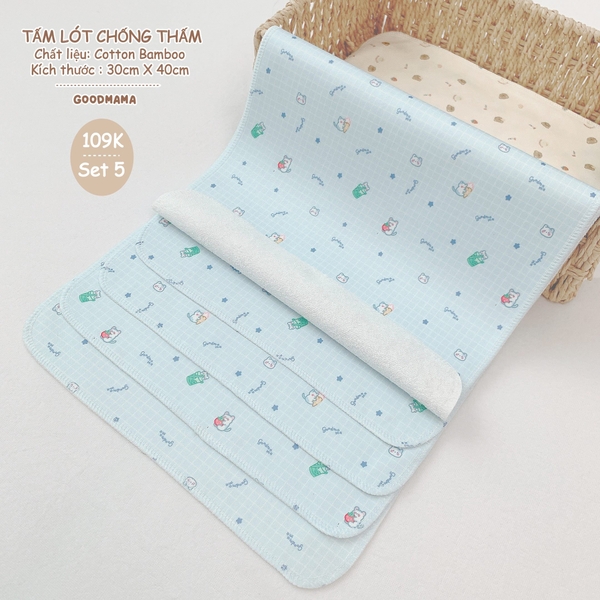 Lót Mông Chống Thấm Goodmama 30x40 màu ngẫu nhiên (Set 5 cái)