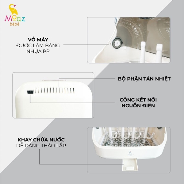 Máy tiệt trùng sấy khô úp bình sữa Moaz BéBé tia UVC MB044