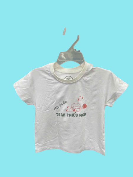 Áo T shirt Mắt lim dim team thiếu ngủ  Hrnee màu trắng sứ (12-18M)