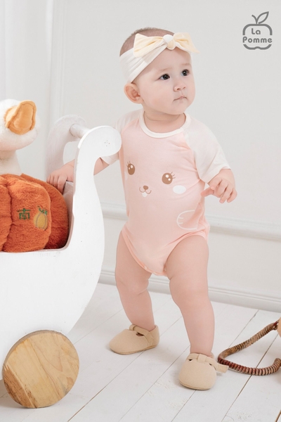 Body chip cộc tay La Pomme Raglan xin chào bạn mới (Màu Trắng)