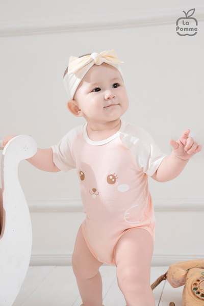 Body chip cộc tay La Pomme Raglan xin chào bạn mới (Màu Trắng)