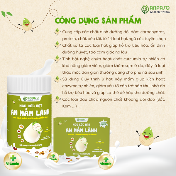 Ngũ cốc an mầm lành Anpaso (Dành cho mẹ bầu đang cho con bú)