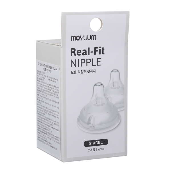 Núm ty bình sữa Moyuum siêu mềm số 1 - Newborn (set 2 cái/hộp)