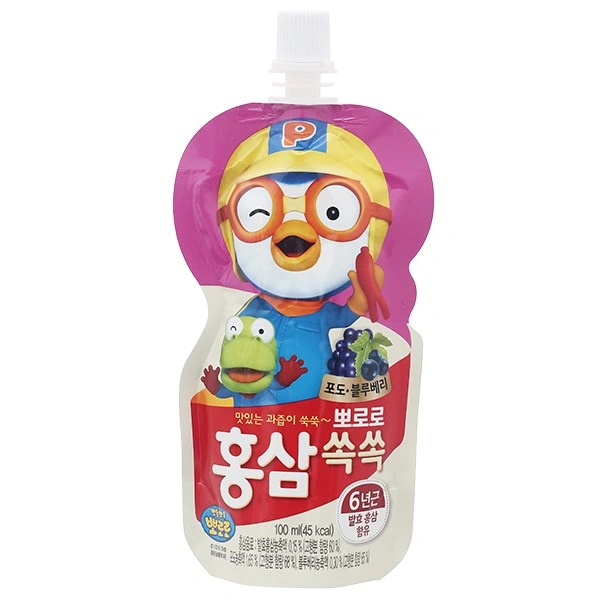 Nước Hồng Sâm Trái Cây Pororo Paldo Hàn Quốc 100ml - Vị Nho (1Y+)