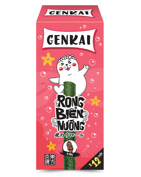 Lẻ 1 Gói Rong Biển Nướng GENKAI Cuộn Vị BBQ 2,5g (1Y+)