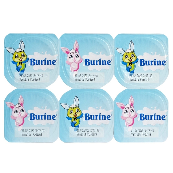 Cháo sữa Pudding Burine 300g - Vị Vani (vỉ 6 hũ x 50g) cho bé 6M+