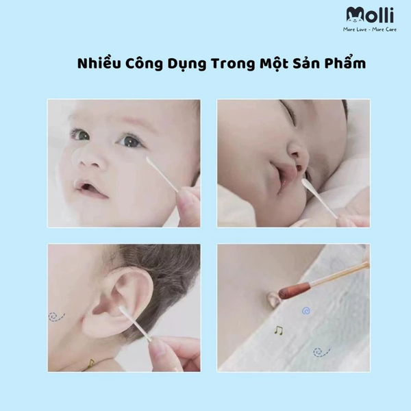 Tăm bông trẻ em Molli (hộp 400 que)