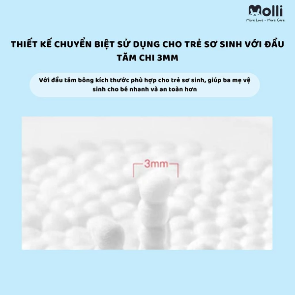 Tăm bông trẻ em Molli (hộp 400 que)