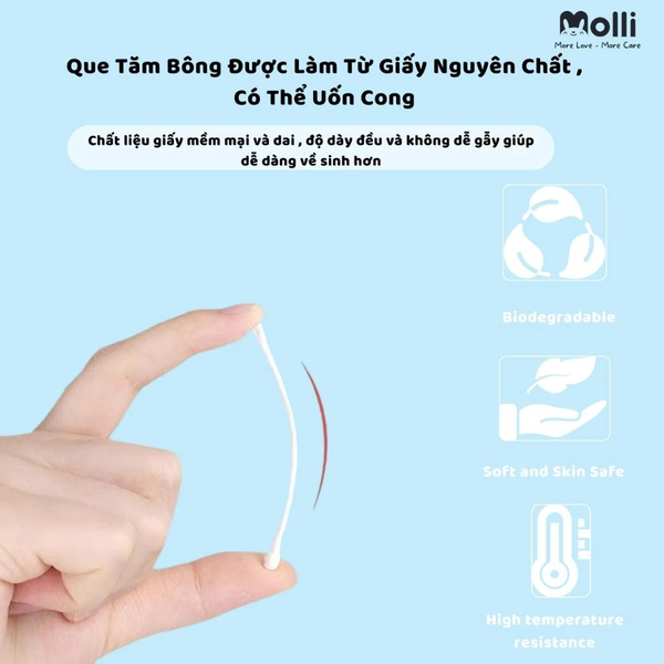 Tăm bông trẻ em Molli (hộp 400 que)