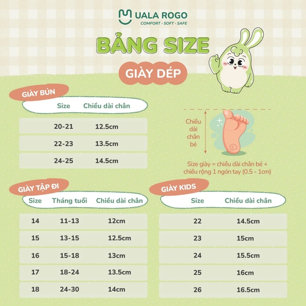 Giày Tập Đi Vải Mềm Thoáng Khí Thiết Kế Quai Dán Tiện Lợi UalaRogo UR 0917