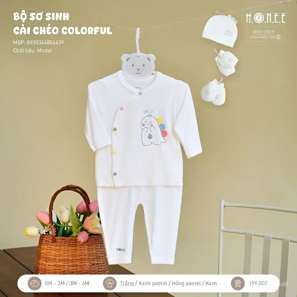 Bộ sơ sinh cài chéo Colorful Hrnee 0-3M
