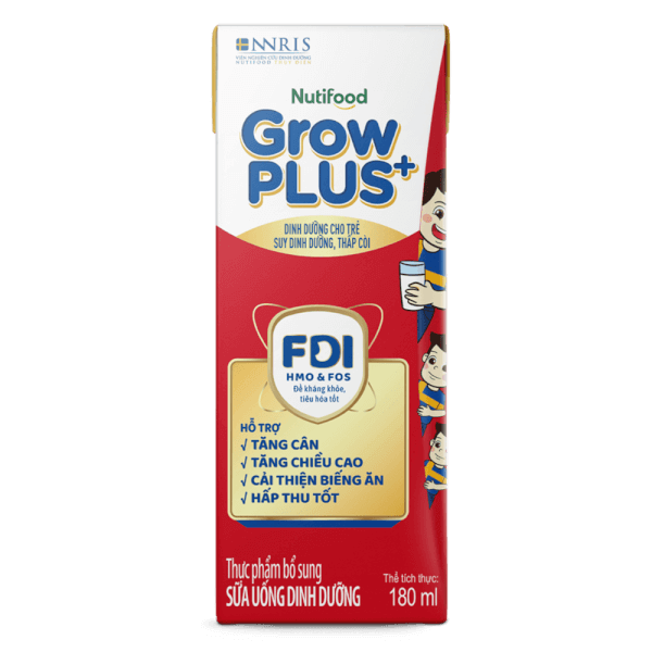 Sữa Uống Dinh Dưỡng Nutifood GrowPlus+ 180ml Đỏ cho bé trên 1 tuổi (vỉ 4 hộp)