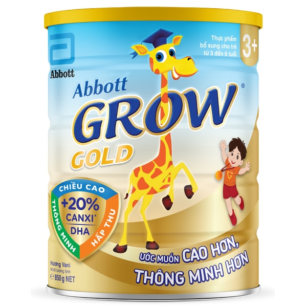 Sữa Abbott Grow Gold 3+ hương Vani cho bé 3-6 tuổi (850g)