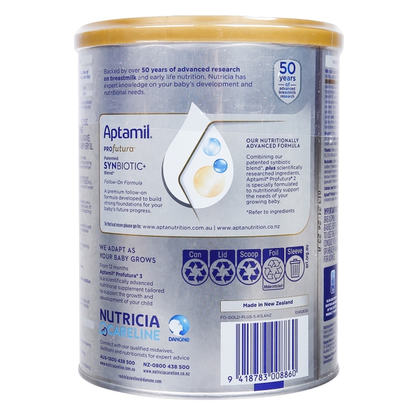 Sữa Aptamil Profutura Úc số 2, 900g (cho bé 6-12 tháng)