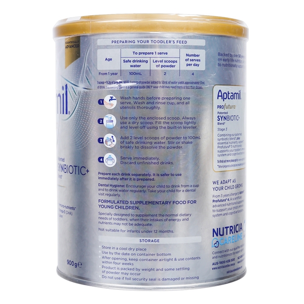Sữa Aptamil Profutura Úc số 3, 900g (cho bé 12-36 tháng)