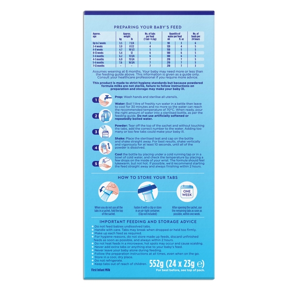 Sữa Aptamil thanh Pre Measured Tabs số 1 (24 thanh) cho bé 0-6 tháng
