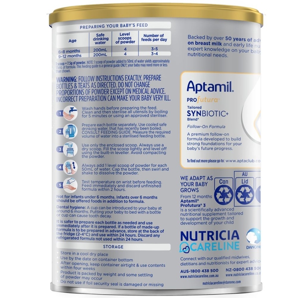 Sữa Aptamil Profutura Úc số 2, 800g tem BẮC NAM (cho bé 6-12 tháng)