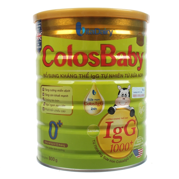 Sữa bột Colosbaby Gold 0+ 800g tăng cường hệ miễn dịch cho bé từ 0-12 tháng