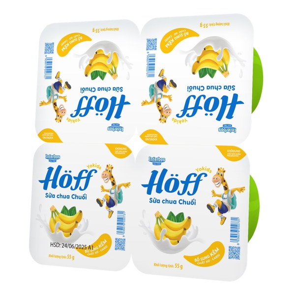 Sữa chua hoa quả Hoff vị chuối 4x55g (6M+)