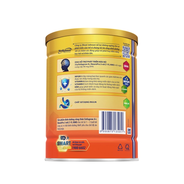 Sữa Enfagrow A+ Neuropro HMO số 3 vị thanh mát 830g (1-3 tuổi)