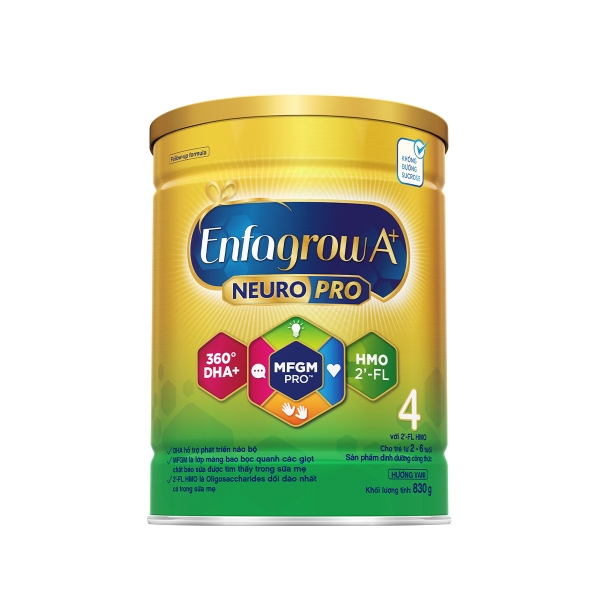 Sữa Enfagrow A+ Neuropro HMO số 4 vị thanh mát 830g (2-6 tuổi)