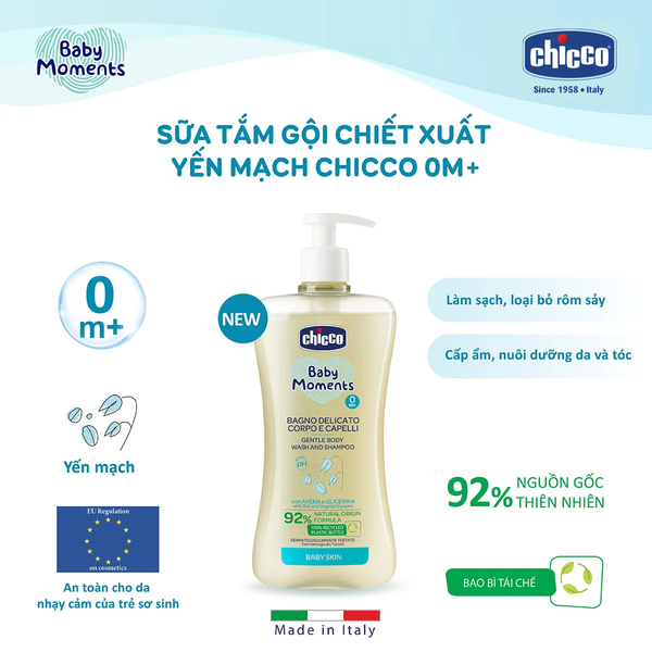 Sữa tắm gội Chicco Yến mạch 500ml