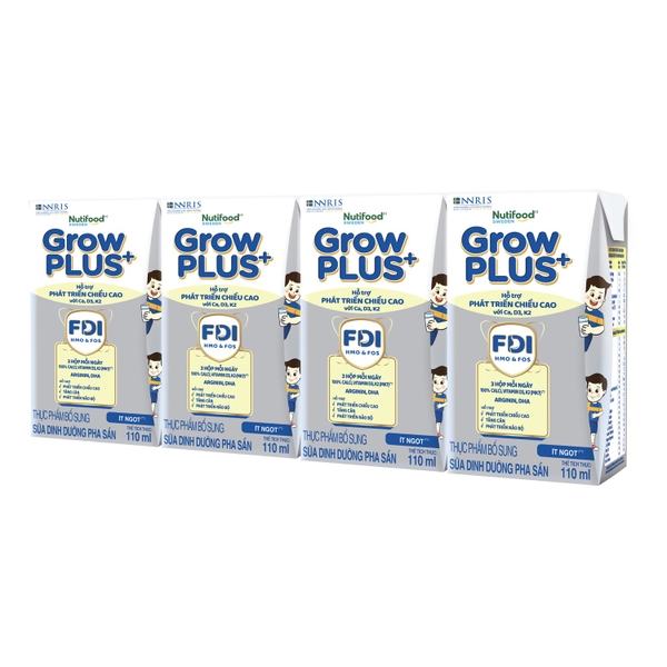 Sữa uống dinh dưỡng Nutifood GrowPlus+ Height Boosting 4x110ml (Grow bạc)