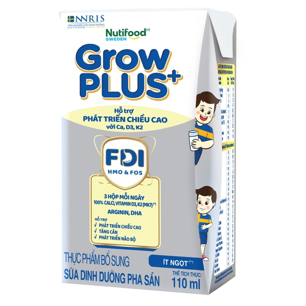 Sữa uống dinh dưỡng Nutifood GrowPlus+ Height Boosting 4x110ml (Grow bạc)