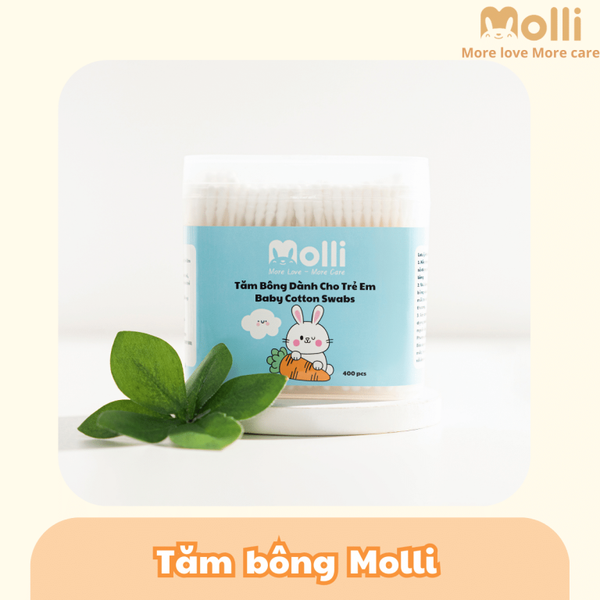 Tăm bông trẻ em Molli (hộp 400 que)