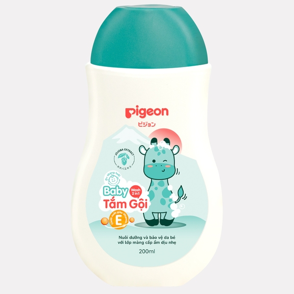 Tắm gội 2 trong 1 200ml Pigeon New (Xanh)