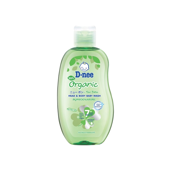 Sữa tắm gội toàn thân em bé Dnee xanh lá chiết xuất rau má 200ml (cho bé dưới 3 tuổi)