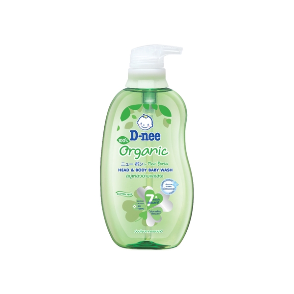 Sữa tắm gội toàn thân em bé Dnee xanh lá chiết xuất rau má 380ml (cho bé dưới 3 tuổi)