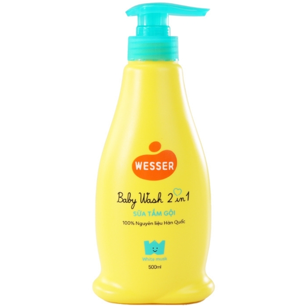 Sữa tắm gội Wesser 2 in 1 500ml Hương Cỏ xạ hương (Xanh)