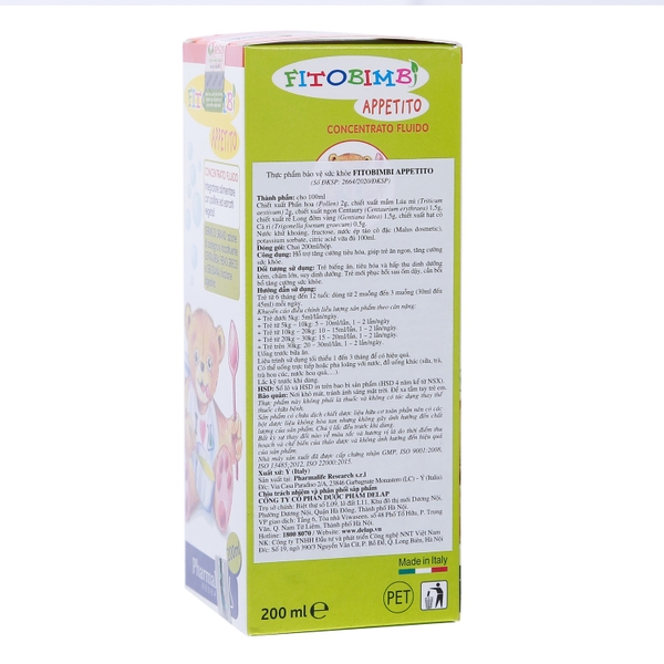 Siro Fitobimbi Appetito giúp bé ăn ngon 200ml (cho bé 6 tháng - 12 tuổi)