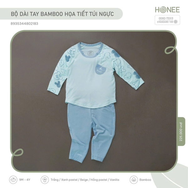 Bộ dài tay Bamboo họa tiết túi ngực Hrnee 2183