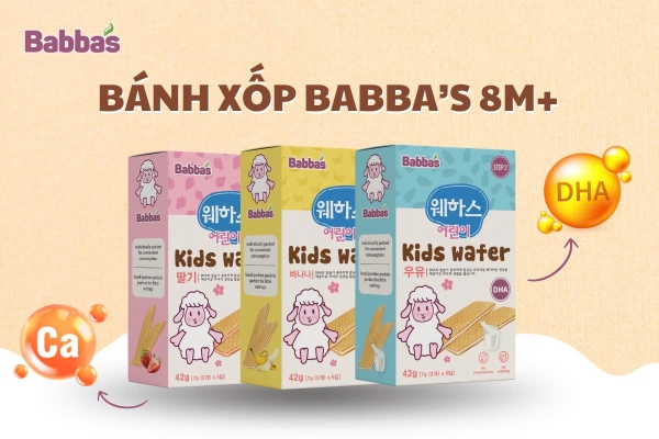 Bánh xốp Babba's vị Chuối (42g) cho bé 8M+