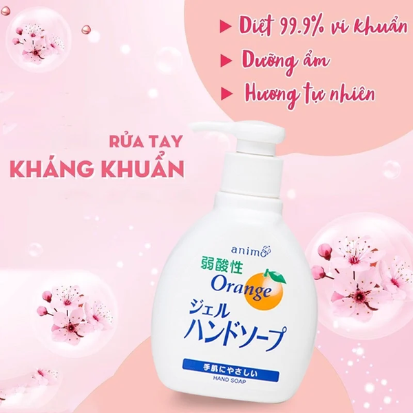 Nước rửa tay kháng khuẩn Rocketshop Animo hương Cam Nhật Bản 200ml