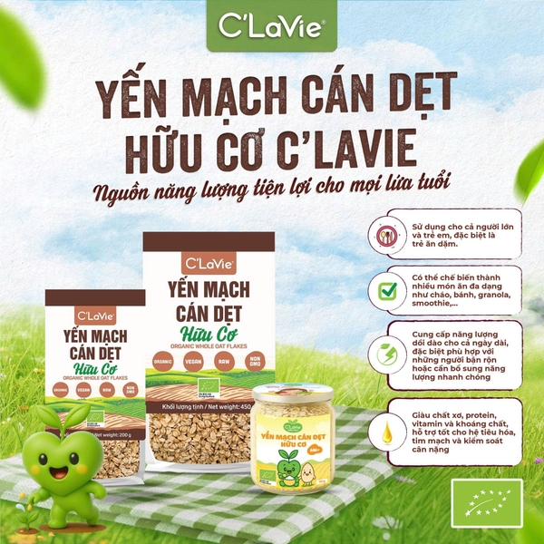 Yến mạch cán dẹt hữu cơ C'LaVie 70g