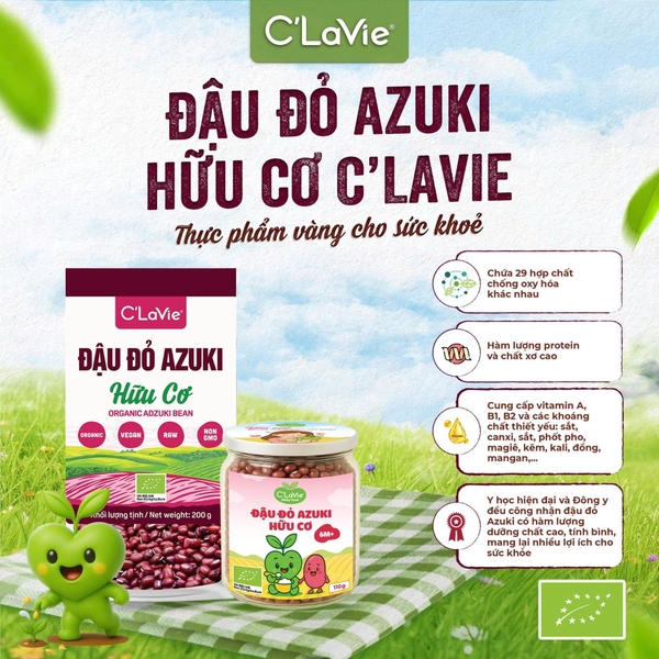 Đậu đỏ Azuki hữu cơ C'LaVie 110g
