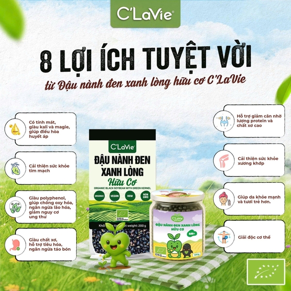 Đậu nành đen xanh lòng hữu cơ C'LaVie 100g