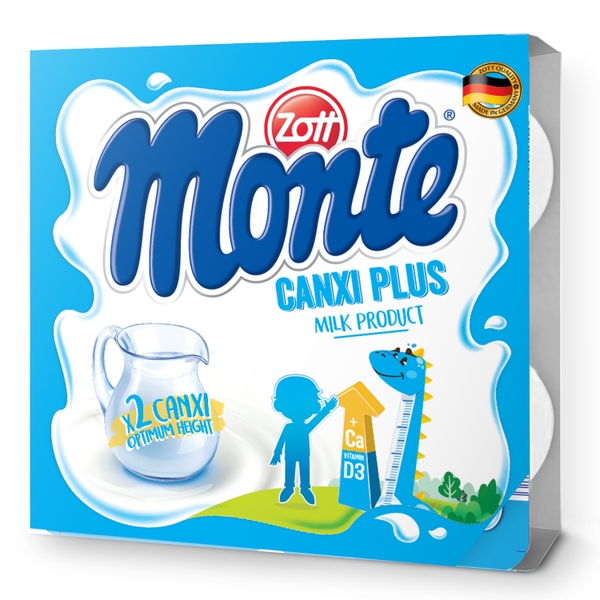 Váng sữa Zott Monte Canxi Plus  vỉ 4x55g cho bé trên 6 tháng tuổi