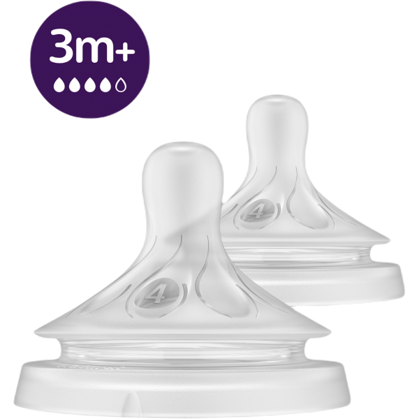 Vỉ 2 núm ty silicone Philips Avent mô phỏng tự nhiên mẫu mới (SCY964/02) chó bé 3 - 6 tháng