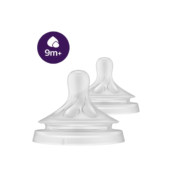 Vỉ 2 núm ty silicone Philips Avent mô phỏng tự nhiên mẫu mới (SCY966/12) cho bé > 9 tháng