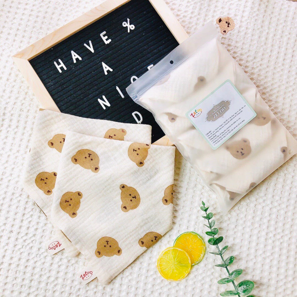 Set 5 yếm 4 lớp Muslin Organic Zeloo (họa tiết ngẫu nhiên)