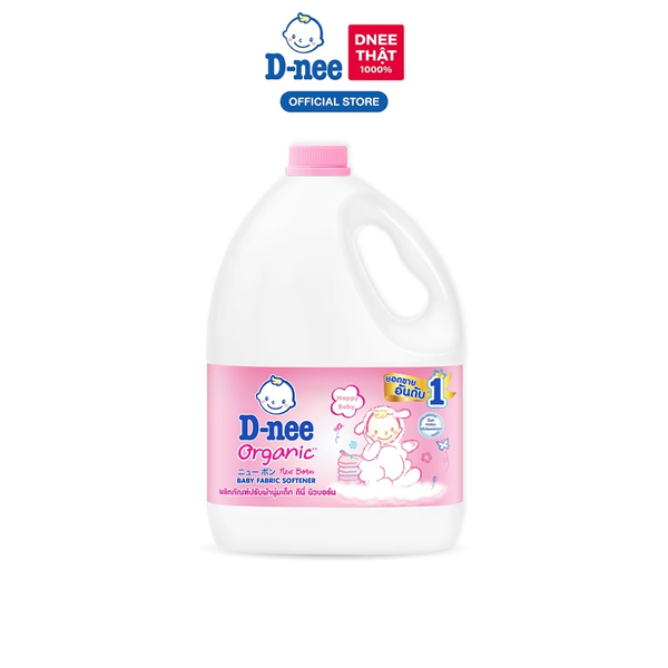 Nước xả mềm quần áo em bé Dnee hồng can 2.8 lít