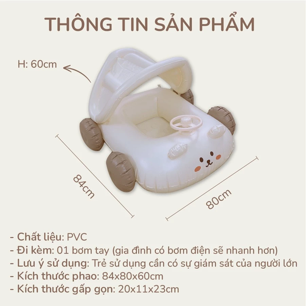 Phao bơi ô tô có mái che Barrot BR009