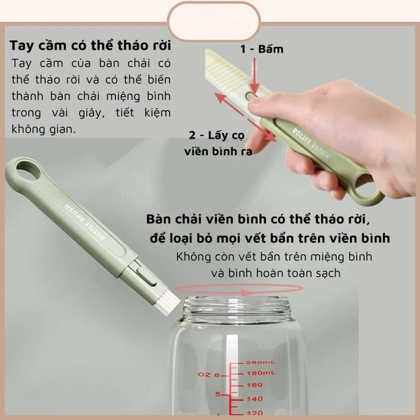 Bộ cọ bình sữa silicon gấp gọn tiện lợi 6 chi tiết