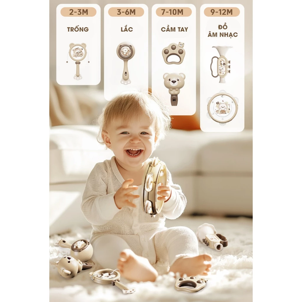 Set 6 đồ chơi xúc xắc âm thanh kiêm gặm nướu 18M+